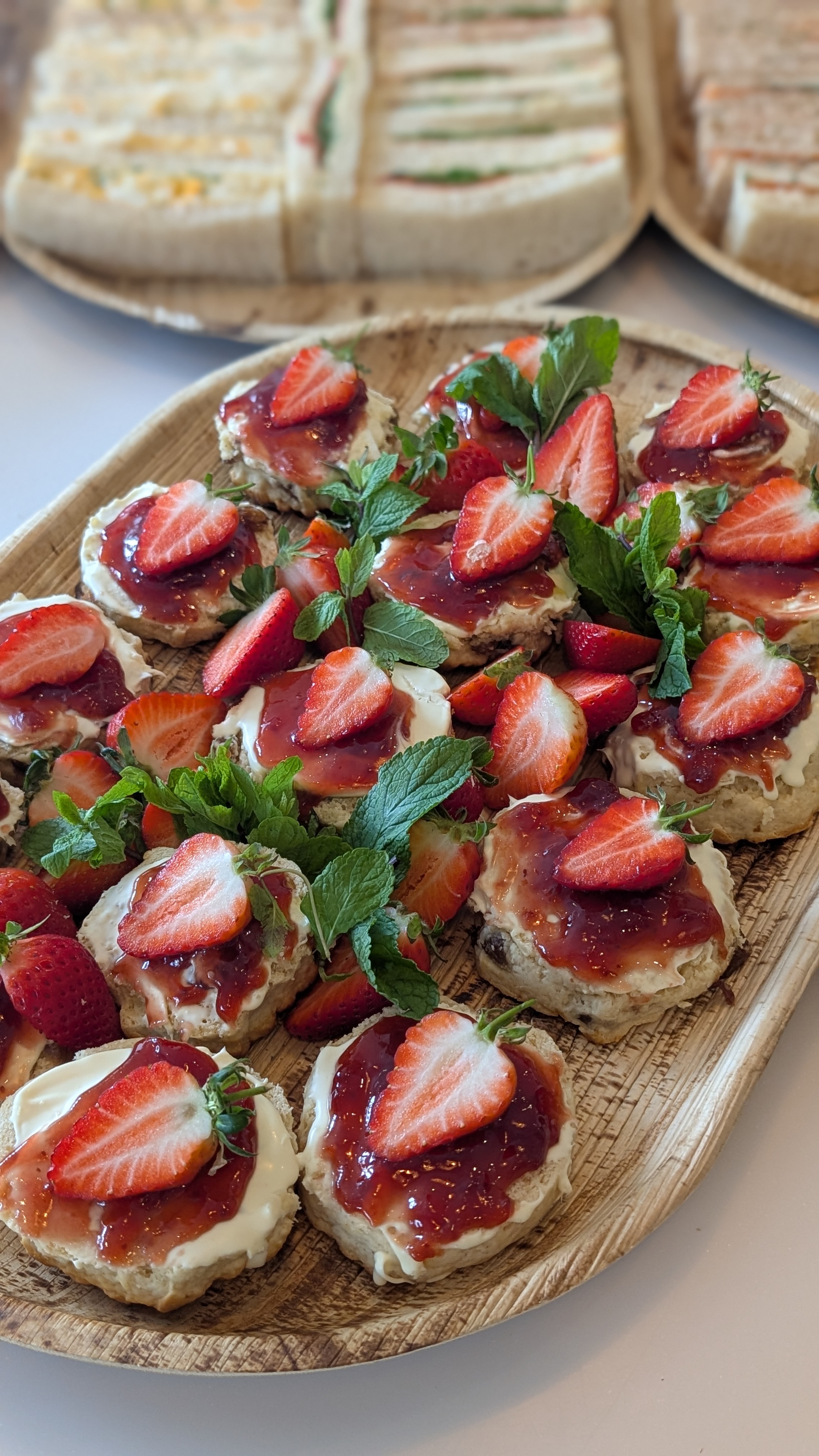 Strawberry-topped jam scones platter
