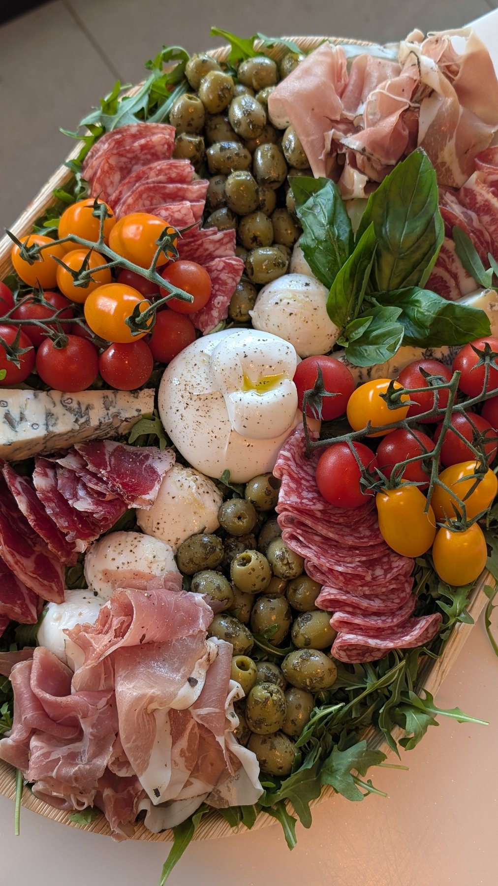 The Italian platter with burrata, charcuterie and basil